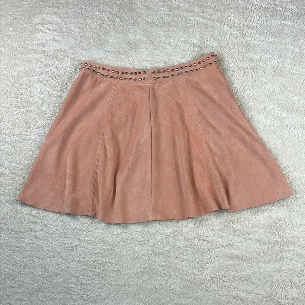 Design Lab Lord and Taylor pink faux suede and stud a‎ line mini skirt, L